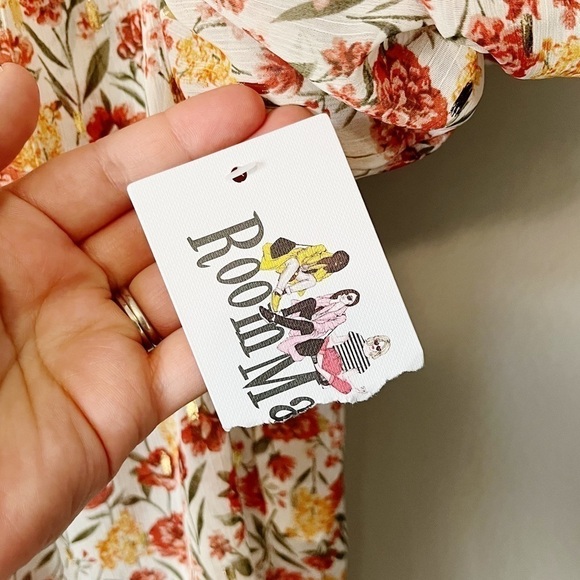 Roommates NWT Semi-Sheer Floral Print Blouse Short Puff Sleeves Size XL - Picture 9 of 11